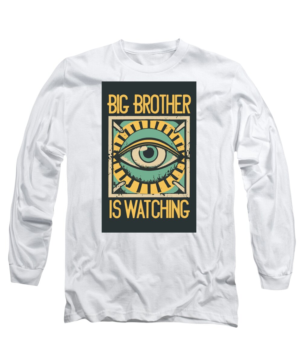 White long-sleeve t-shirt with eye graphic and 'Big Brother is Watching' print
