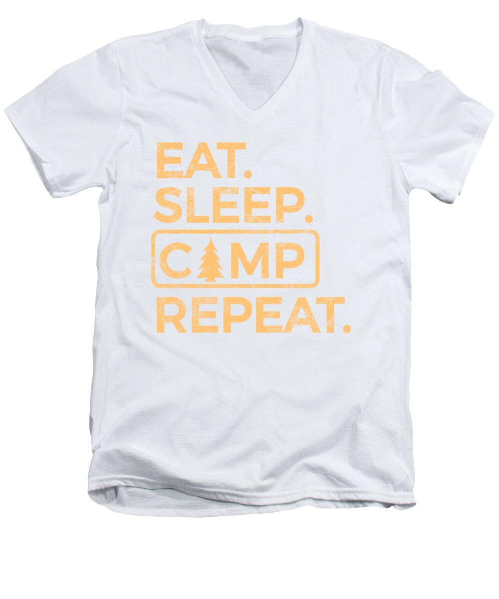 Men's white V-neck t-shirt with camp sign graphic