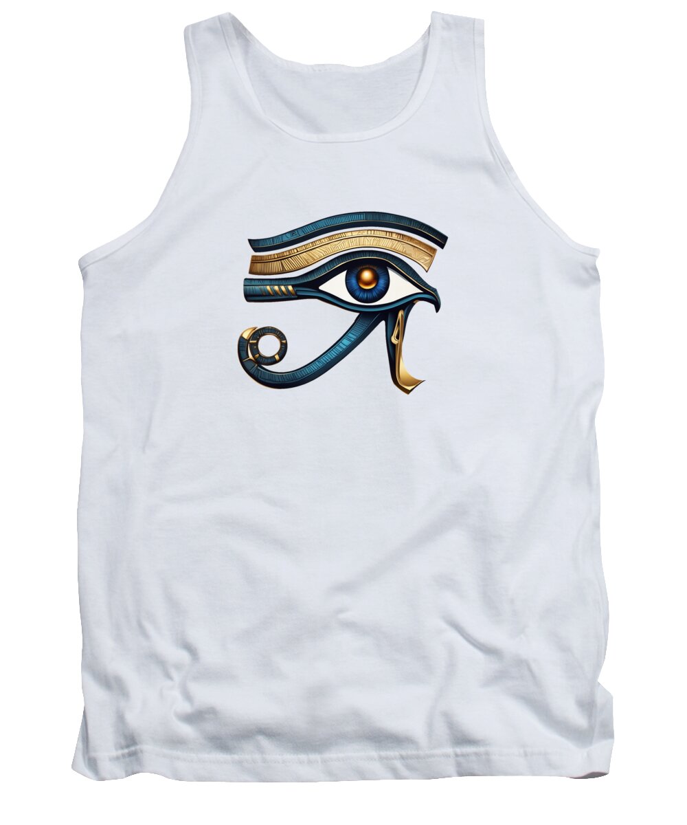 White tank top with stylized ancient eye symbol graphic at center