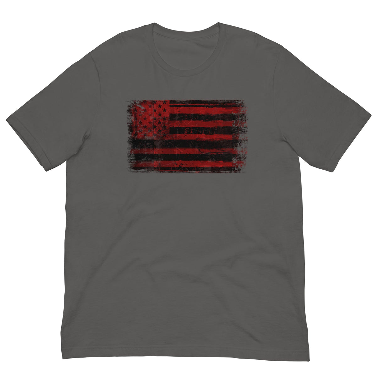 Gray graphic American flag T-shirt, crew neck, short sleeves