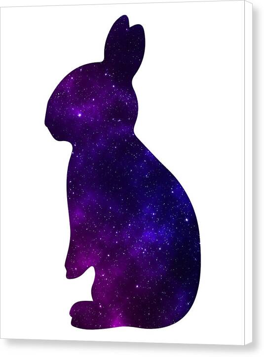 Purple galaxy rabbit canvas print, seated silhouette