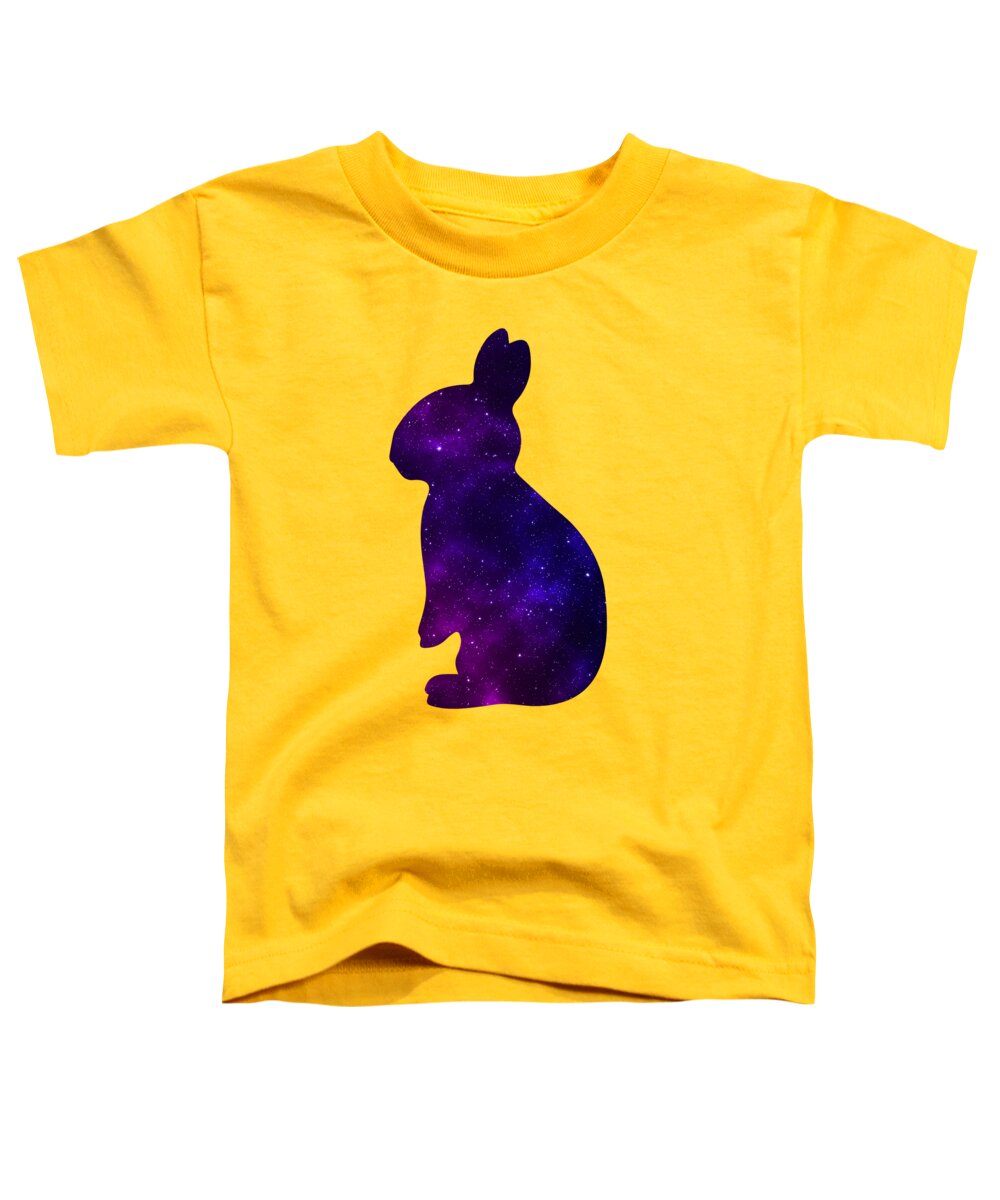 Toddler yellow T-shirt with purple galaxy bunny graphic