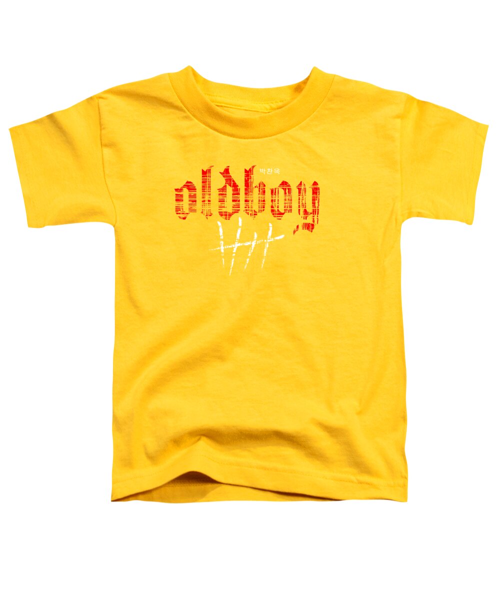 Yellow toddler t-shirt with red Oldboy logo graphic