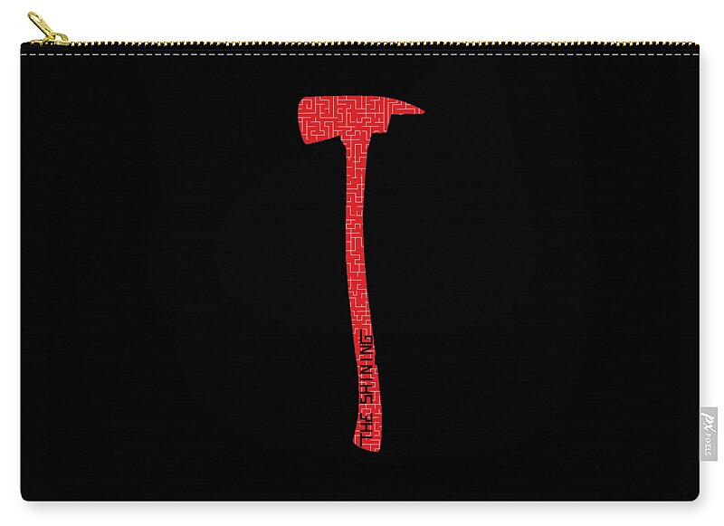 Shining Axe zip pouch, black with red axe logo and gold zipper at top