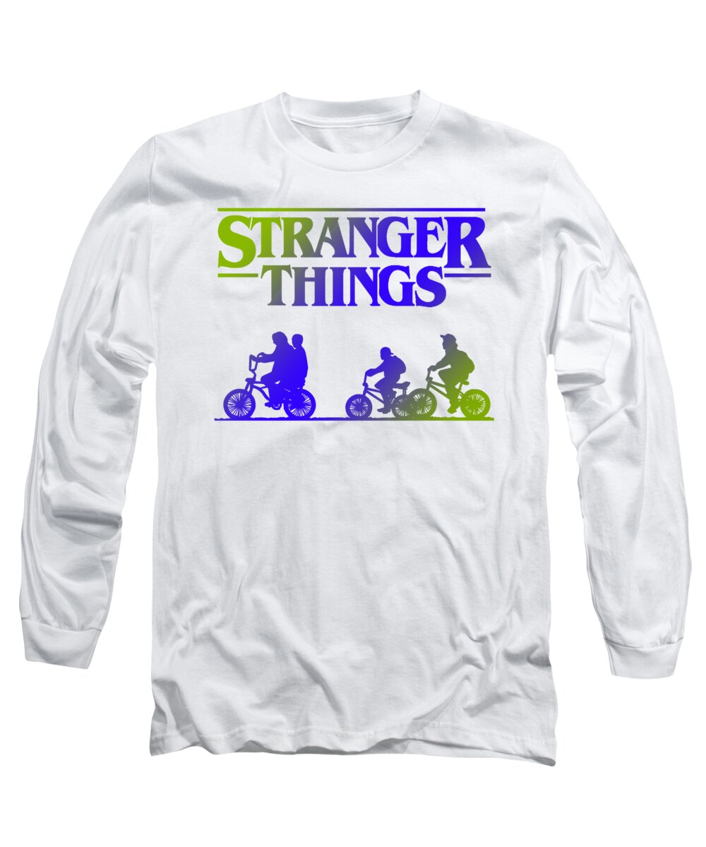 Kids white long sleeve T-shirt with front Stranger Things graphic print