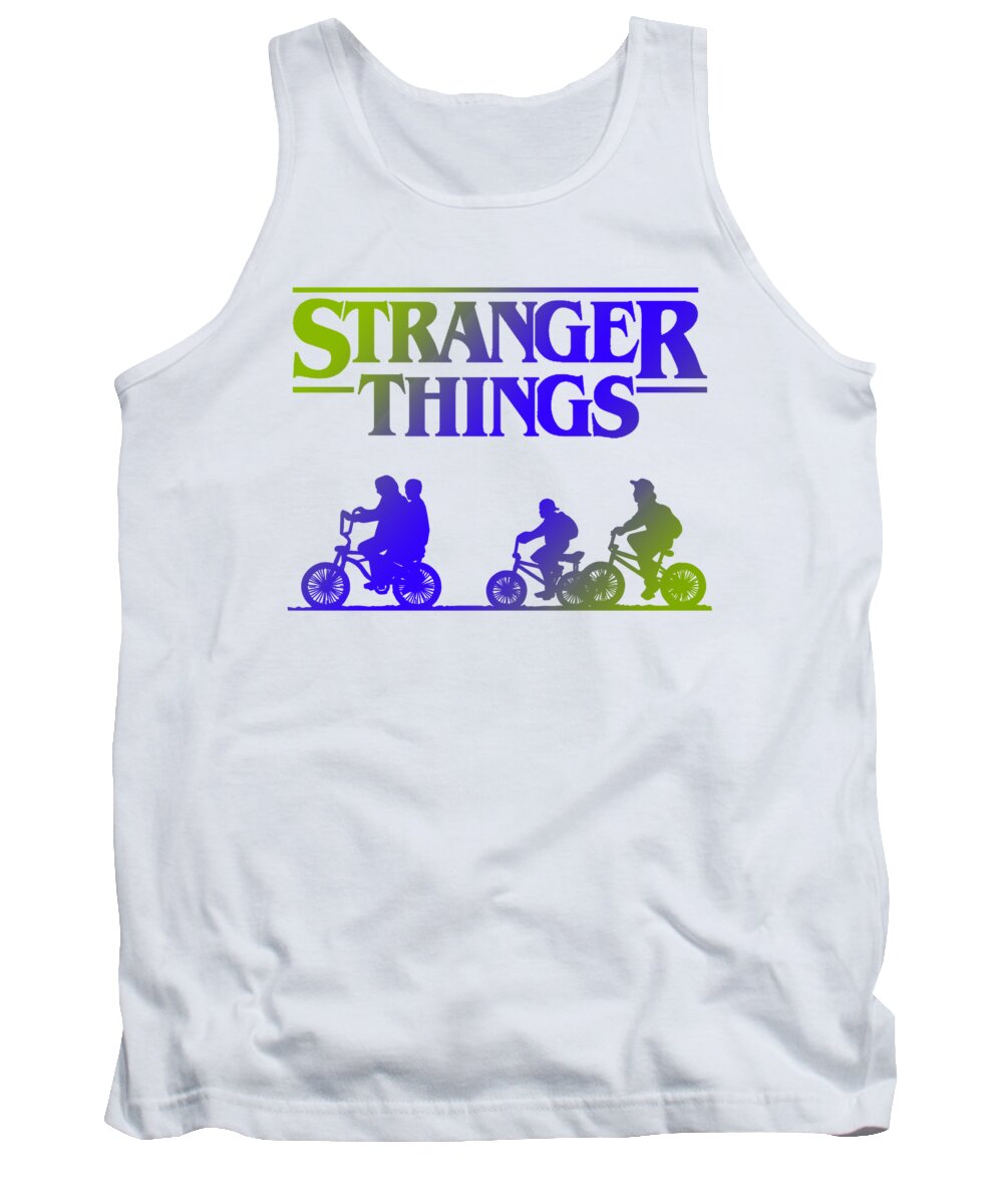 White kids tank top with Stranger Things graphic front