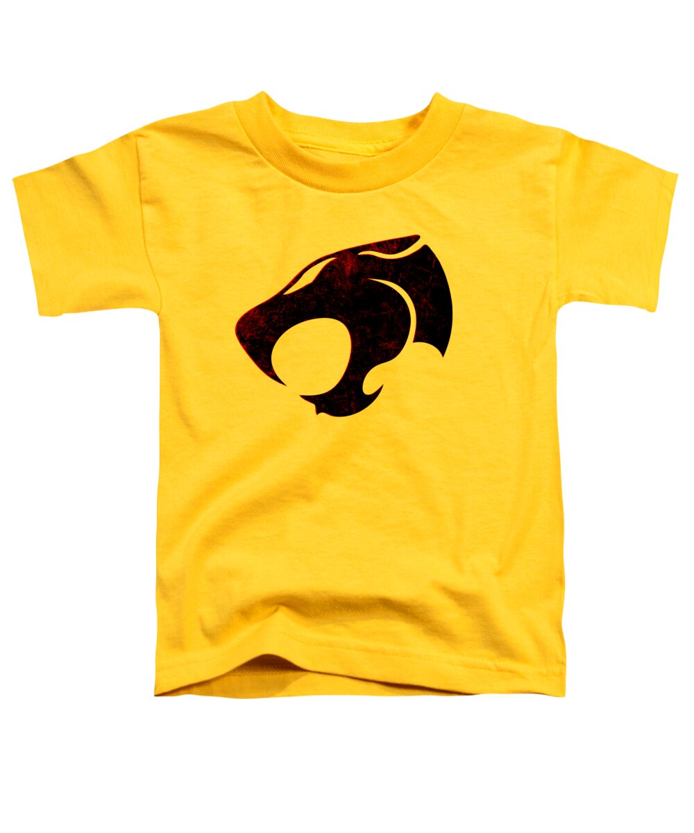 Toddler T-shirt in yellow with distressed cat-face logo print