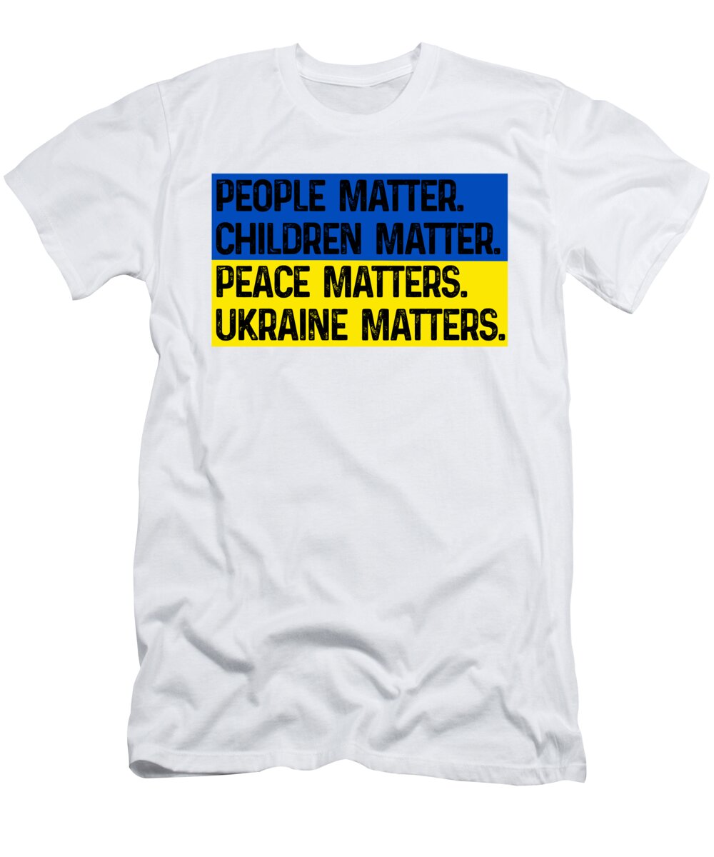 White crew-neck T-shirt with bold statement text graphic