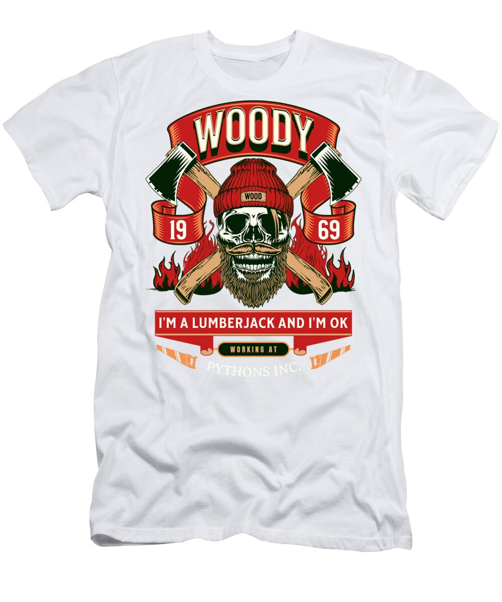 White T-shirt with front Woody lumberjack graphic and slogan print
