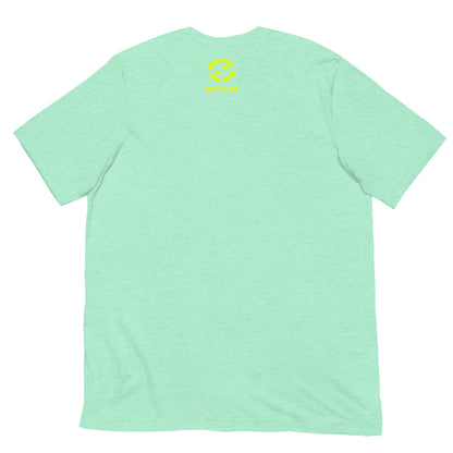 Mint green crew-neck T-shirt with small SCAR logo on chest