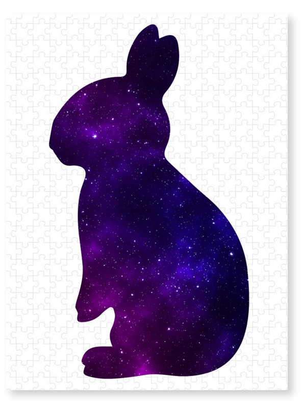 Purple galaxy rabbit puzzle piece