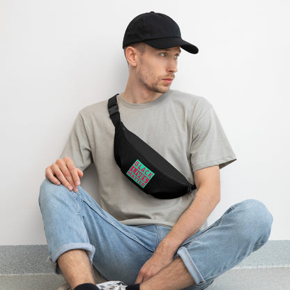 Black crossbody fanny pack with “BLACK LIVES MATTER” graphic on front panel.