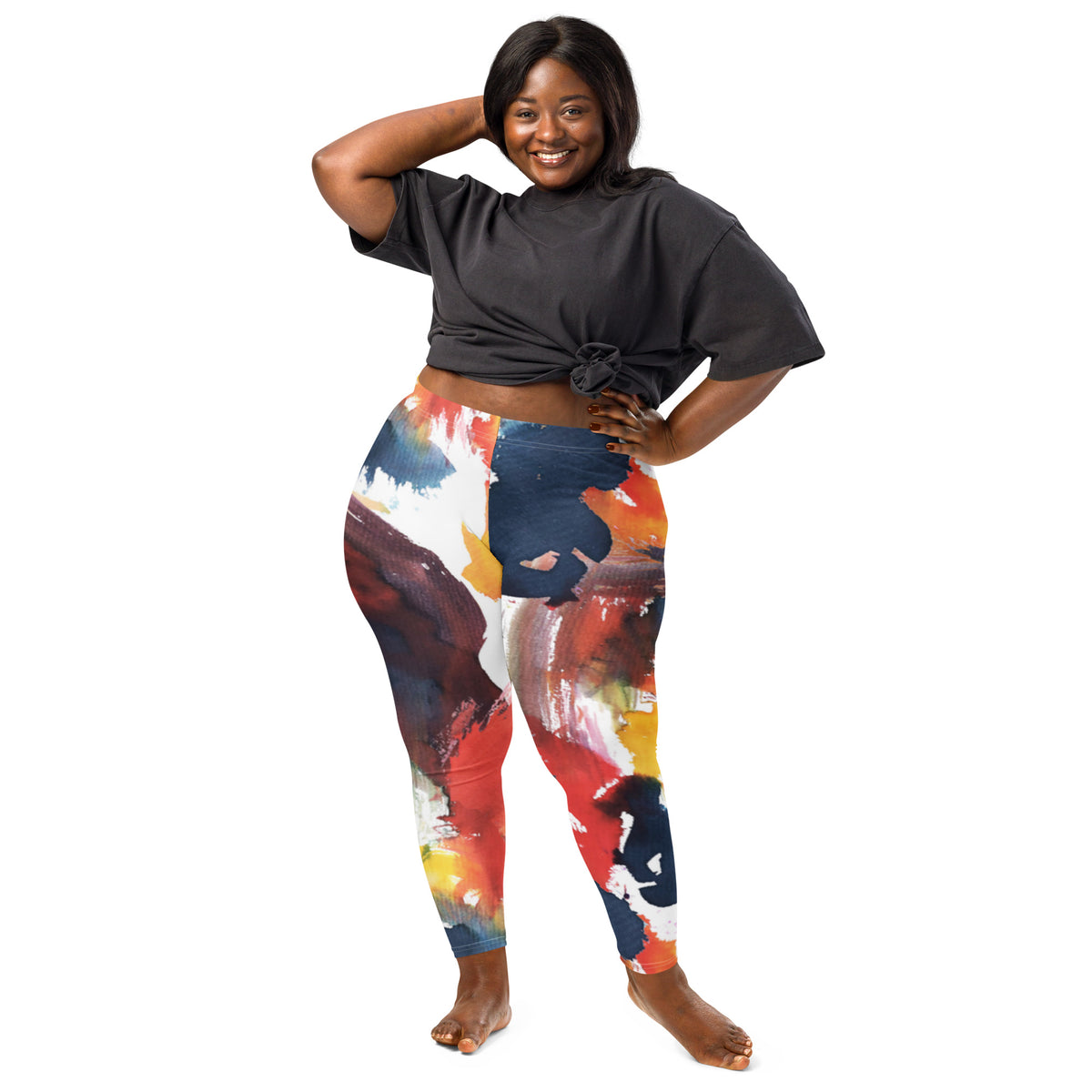 Women’s leggings with colorful abstract pop-art style paint splashes