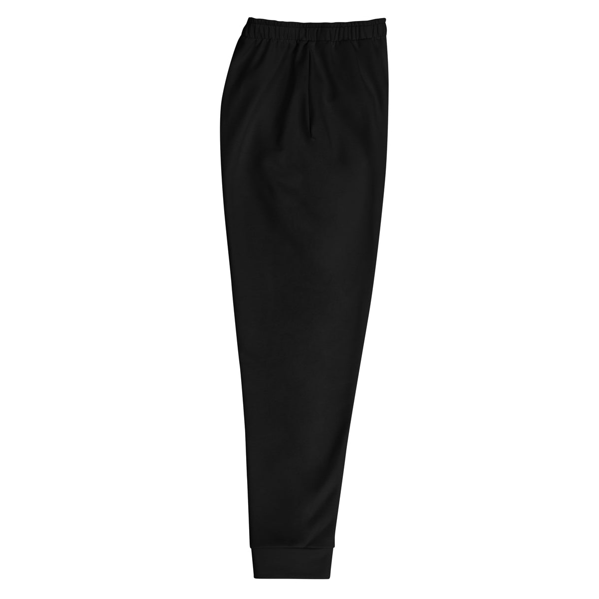 Black men's joggers with elastic waistband and tapered ankle cuffs