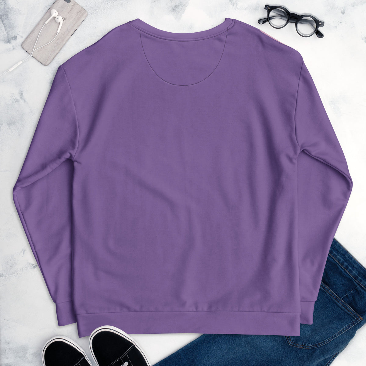 Purple unisex sweatshirt, crewneck pullover with long sleeves, no visible graphic