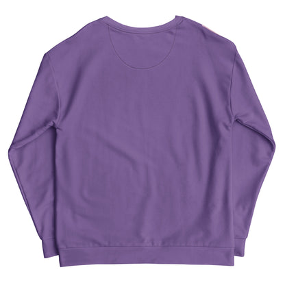 Purple unisex sweatshirt, crewneck pullover with long sleeves, plain back