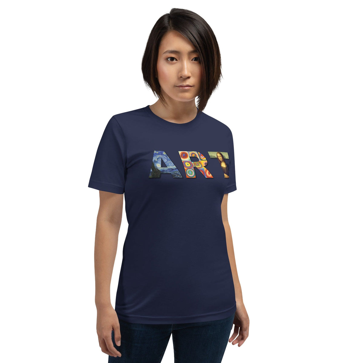 Navy Art Lover Artist T-shirt with colorful “ART” graphic on the front