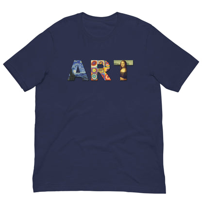 Navy Art Lover Artist T-shirt with colorful “ART” graphic on the front