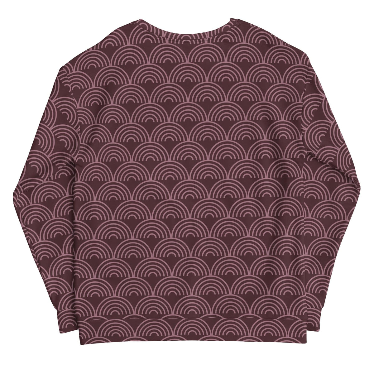 Art Nouveau II sweatshirt in burgundy with repeating arch-wave pattern, crew neck