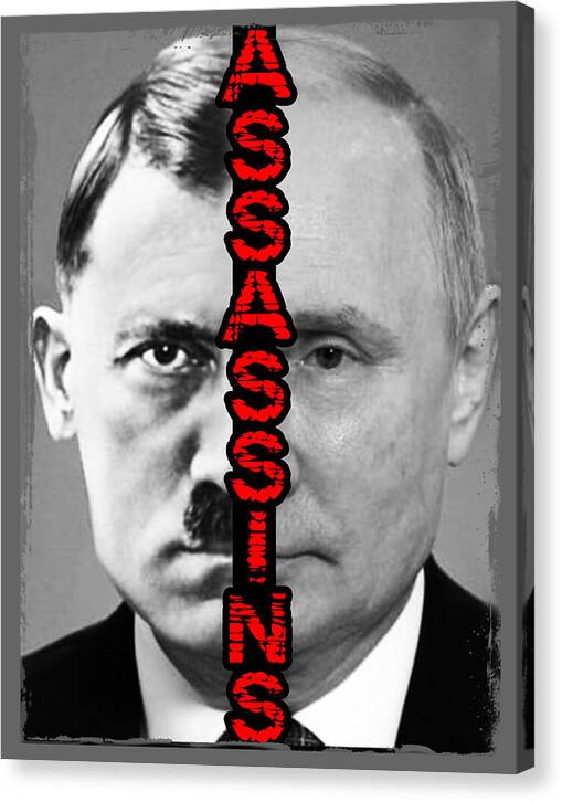 Canvas print: black-and-white portrait with vertical red text on canvas