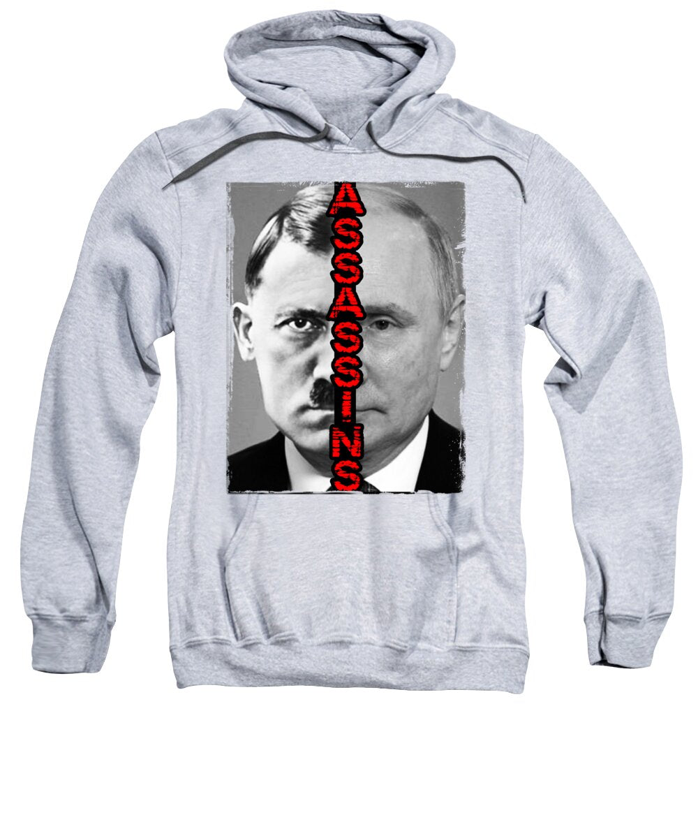 Heather gray pullover hoodie sweatshirt with front graphic and kangaroo pocket.