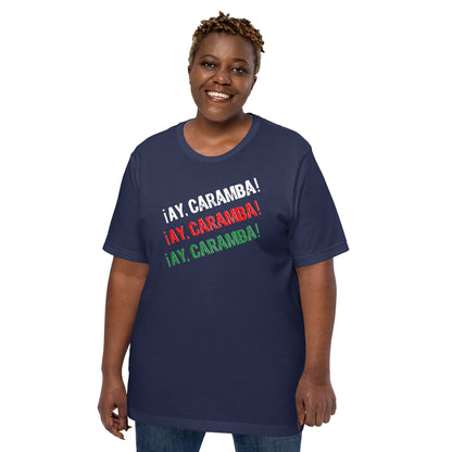 Funny Mexican T-shirt, navy, front graphic text in white, red, and green