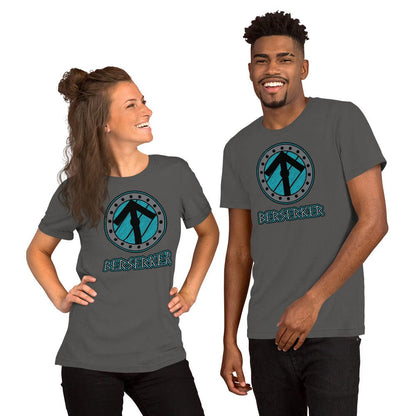 Dark gray crew-neck t-shirt with circular Berserker Viking graphic and text
