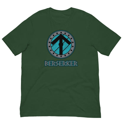 Forest green crew-neck Viking T-shirt with circular axe graphic and 'BERSERKER' text