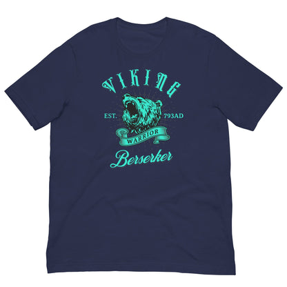 Navy Berserker Warrior T-shirt with front wolf warrior graphic