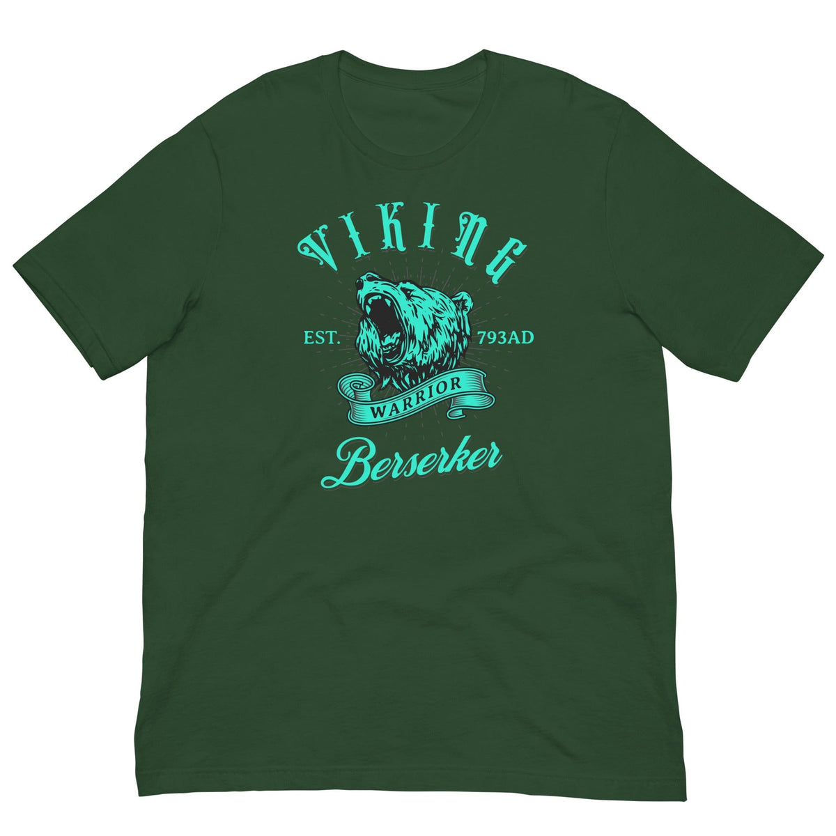 Forest green Berserker Warrior T-shirt with front wolf warrior graphic