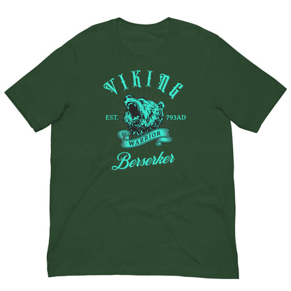 Forest green Berserker Warrior T-shirt with front wolf warrior graphic