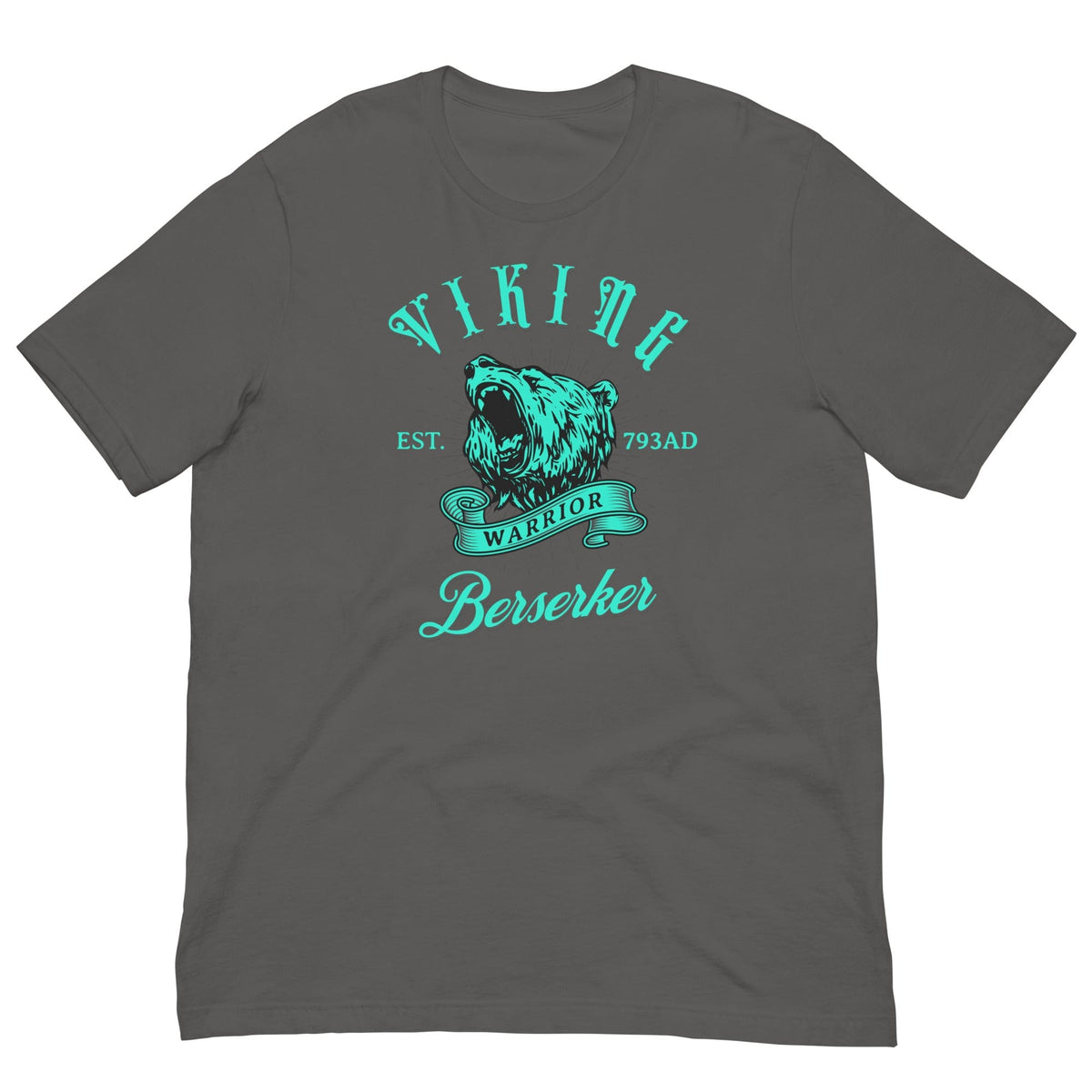 Asphalt gray Berserker Warrior T-shirt with front wolf warrior graphic