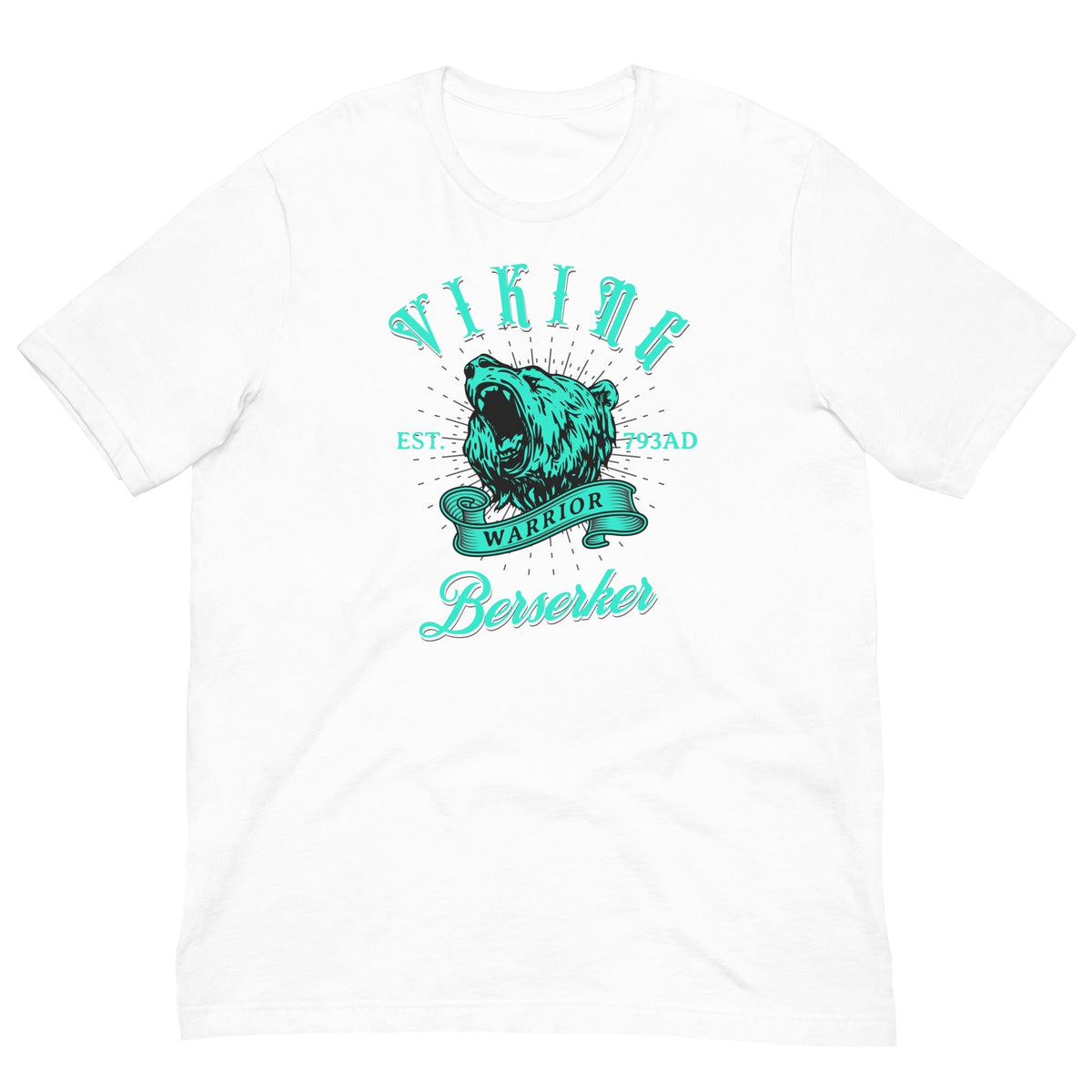 White Berserker Warrior T-shirt with front wolf warrior graphic