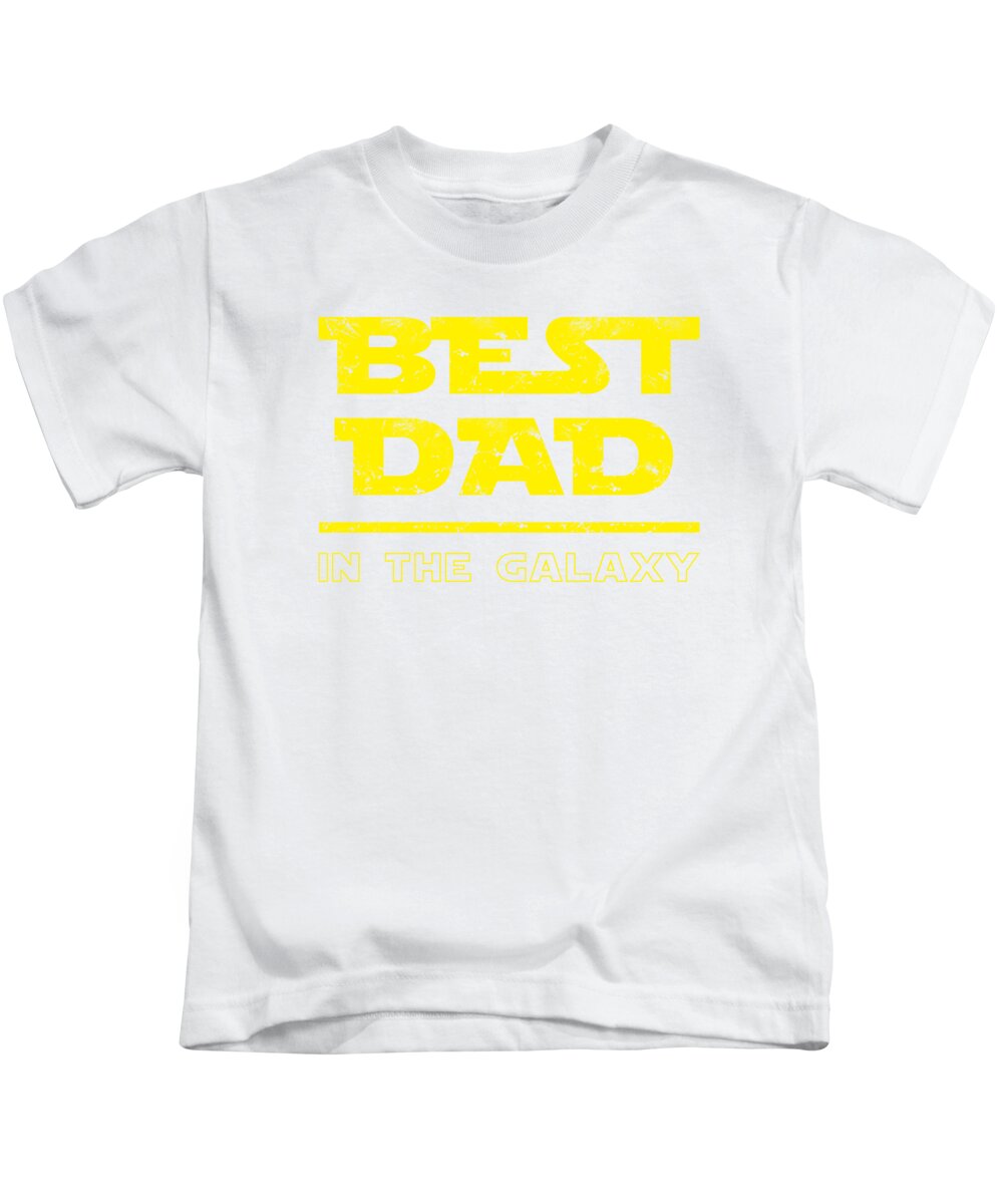 Kids T-shirt, white with yellow "Best Dad in the Galaxy" graphic