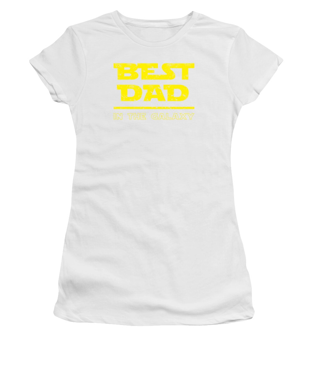 Women's graphic T-shirt, white crew neck with yellow “BEST DAD” print