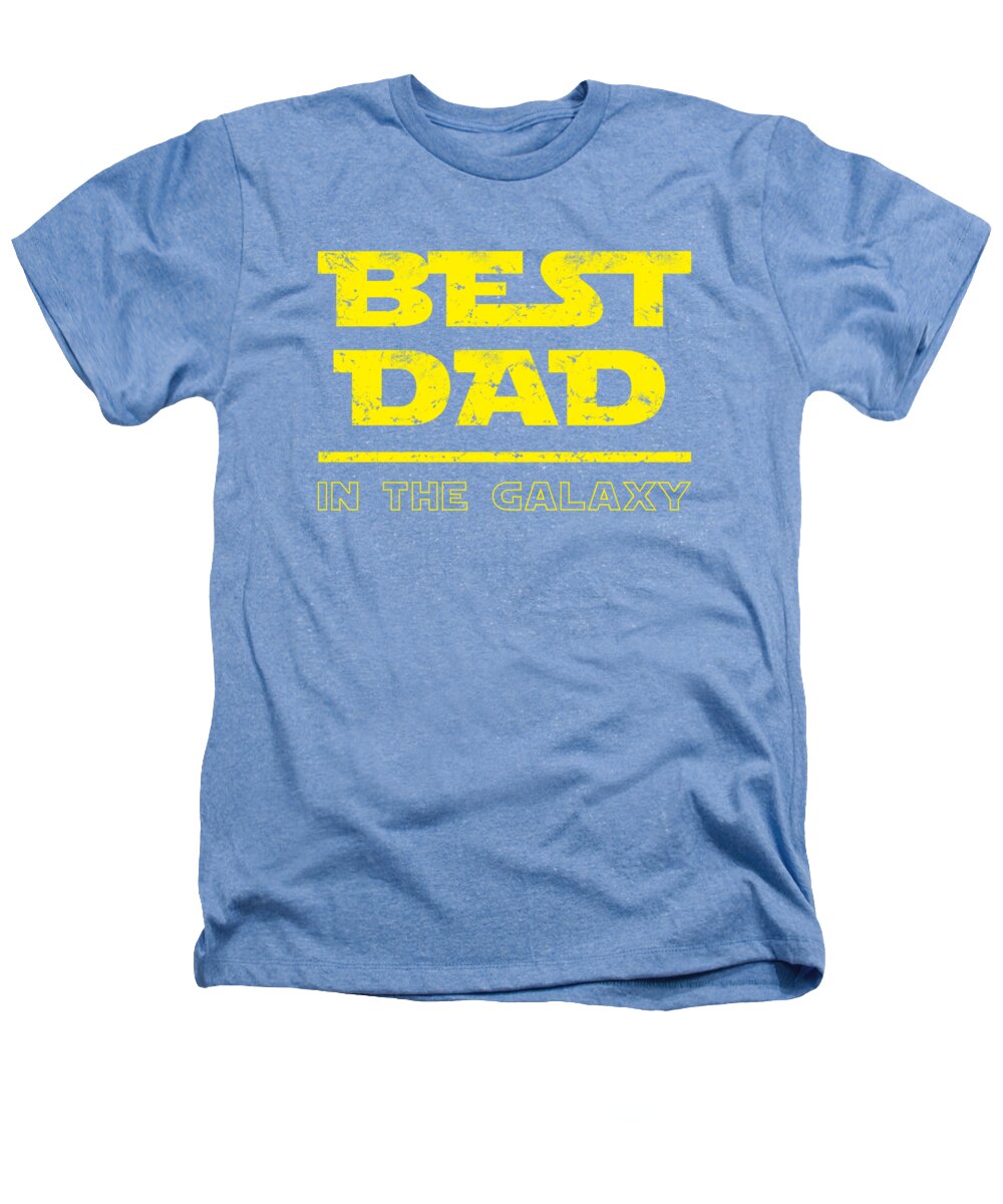 Heathers T-shirt in light blue with yellow “BEST DAD IN THE GALAXY” graphic print