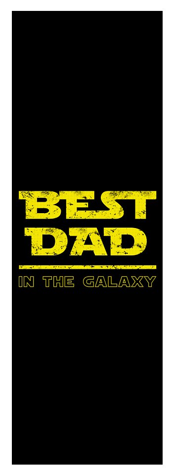 Yoga mat with "BEST DAD IN THE GALAXY" graphic, black background
