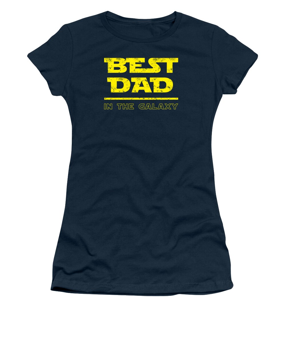 Women's graphic T-shirt, navy crew neck with yellow “BEST DAD” print