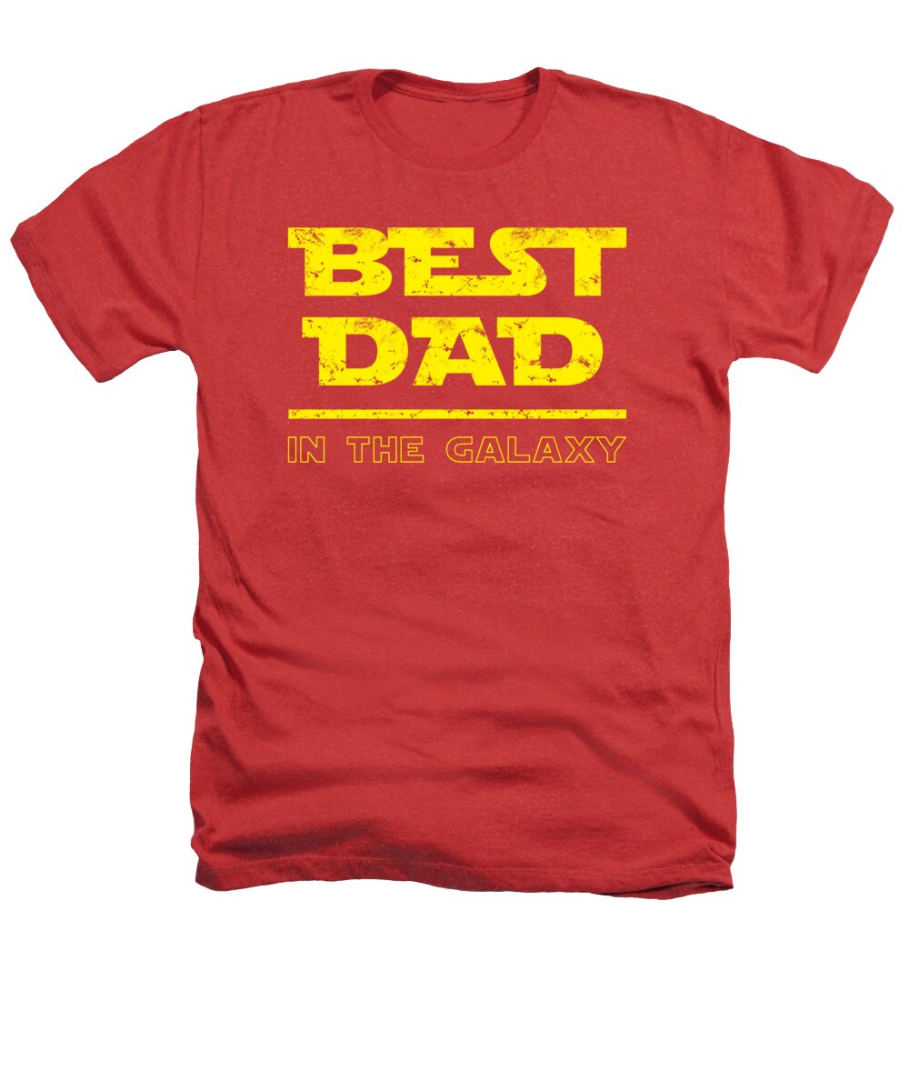Heathers T-shirt in red with yellow “BEST DAD IN THE GALAXY” graphic print