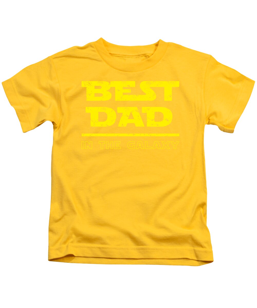 Kids T-shirt, yellow with yellow "Best Dad in the Galaxy" graphic