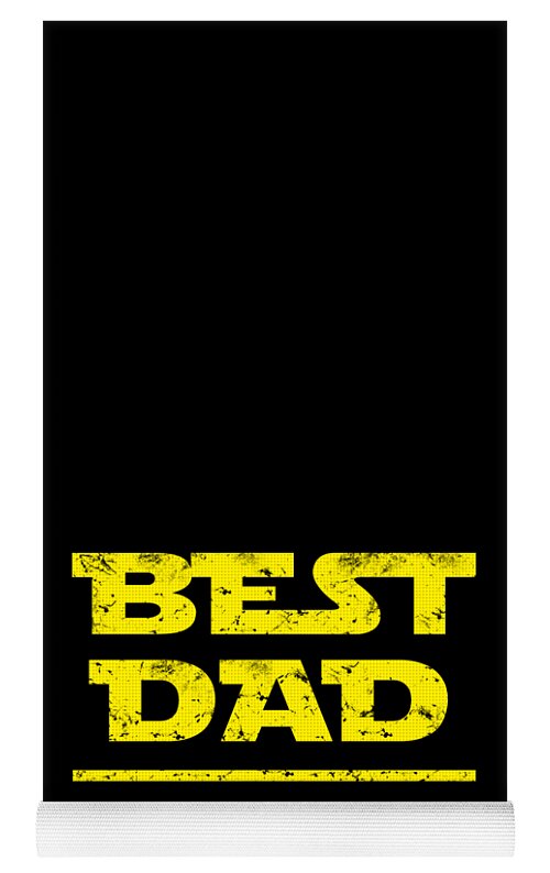 Yoga mat with "BEST DAD" text and "IN THE GALAXY" line, black