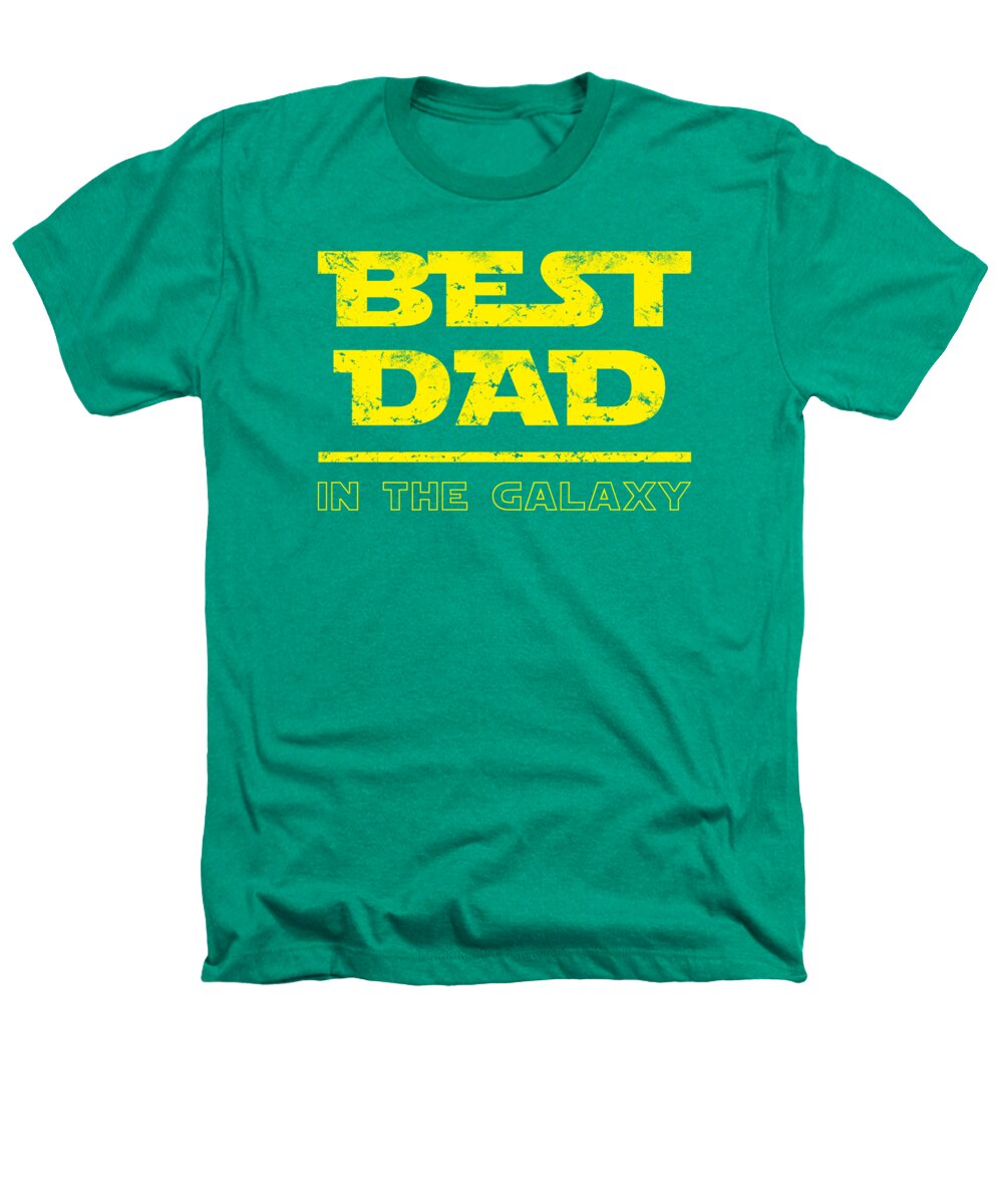 Heathers T-shirt in kelly green with yellow “BEST DAD IN THE GALAXY” graphic print