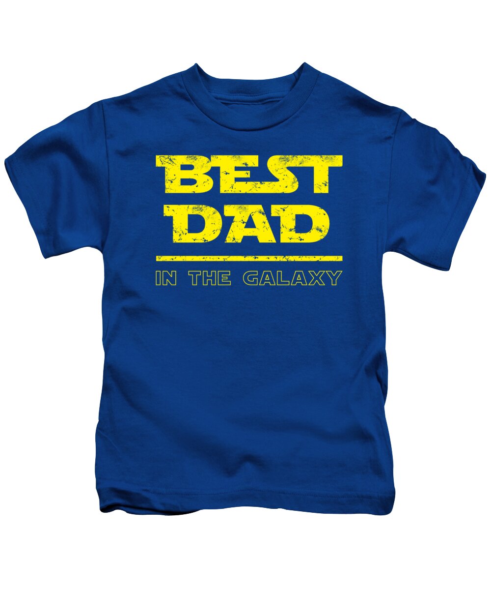 Kids T-shirt, blue with yellow "Best Dad in the Galaxy" graphic