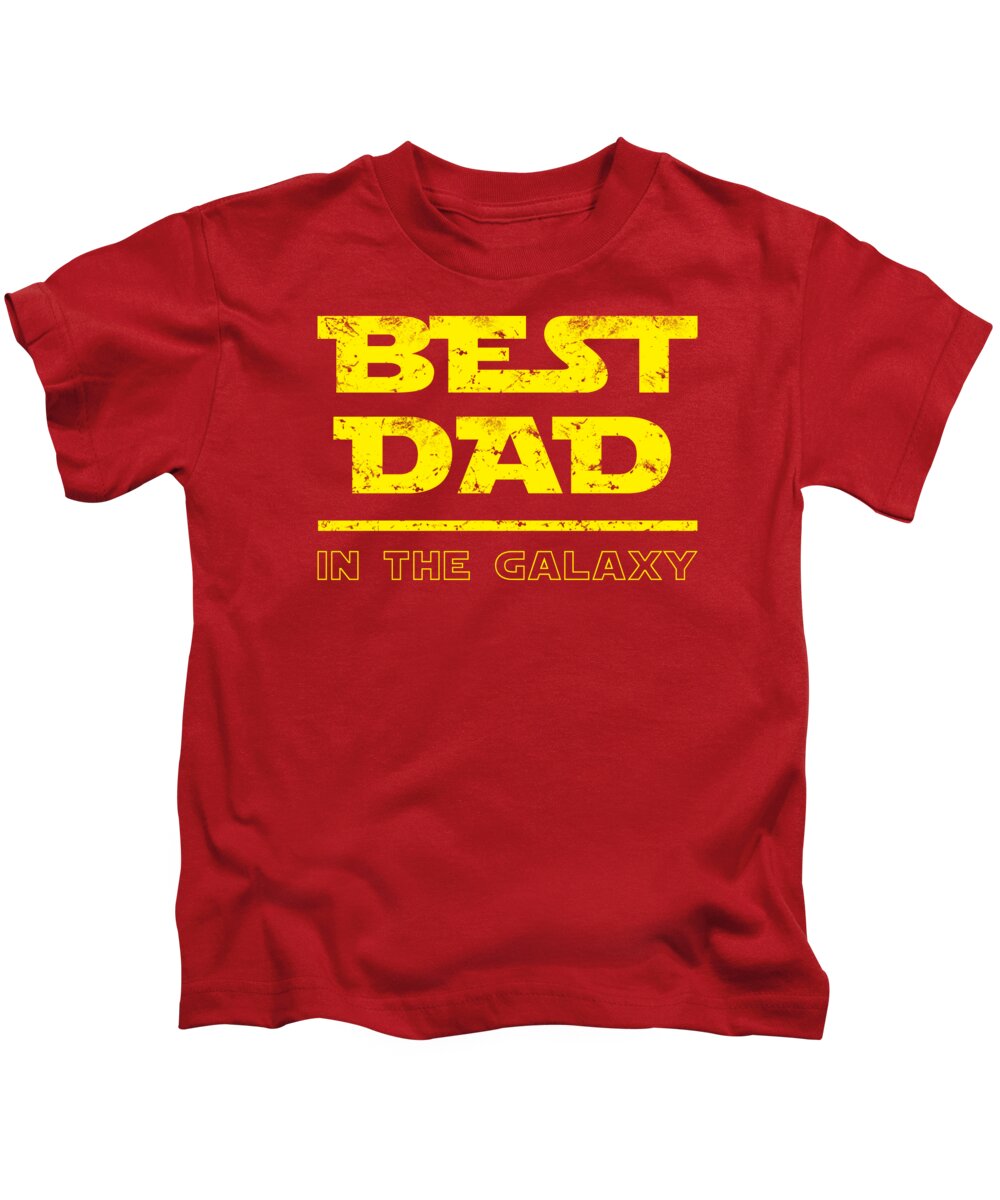 Kids T-shirt, red with yellow "Best Dad in the Galaxy" graphic