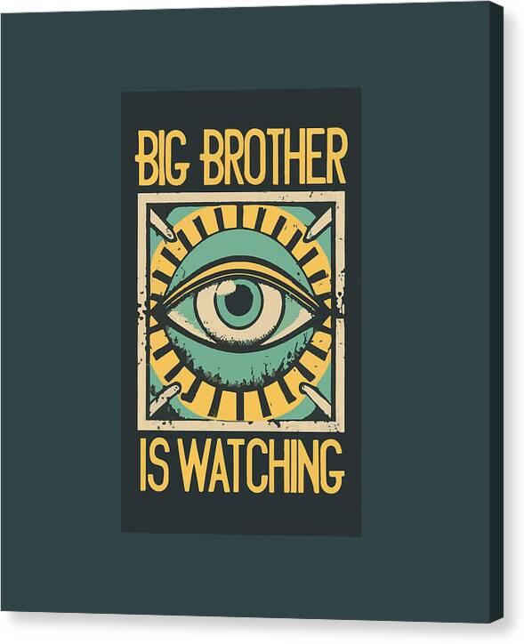Wrapped canvas print with dark teal background and central eye graphic poster