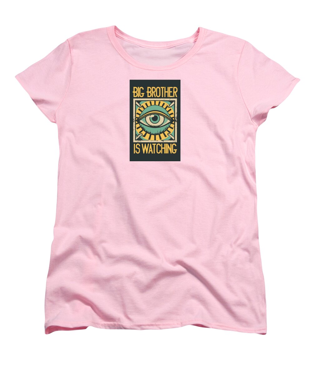Women's pink t-shirt with front eye graphic and text print