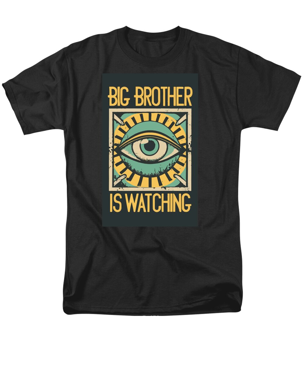 Men's T-shirt in black with 'Big Brother is Watching' eye graphic