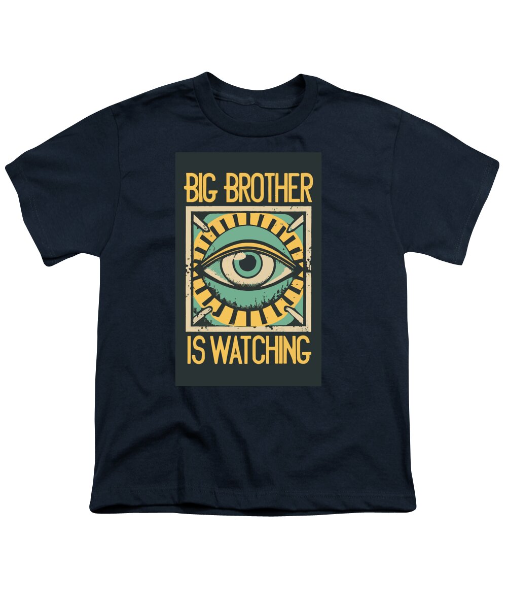 Dark navy youth t-shirt with colorful watching eye front graphic