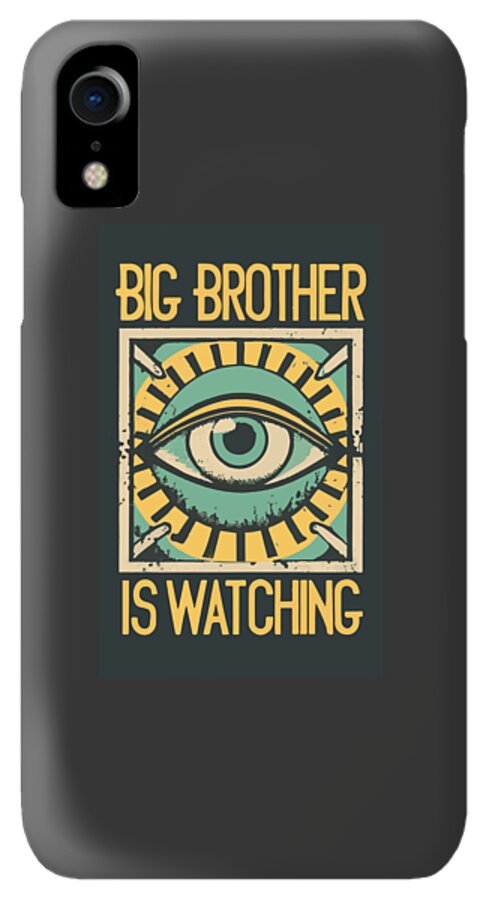 Matte black phone case with “Big Brother is Watching” eye graphic, single camera cutout.