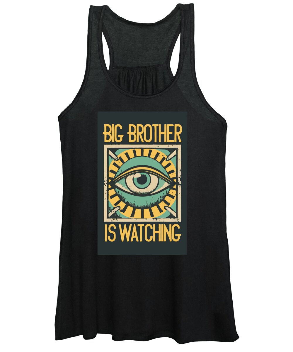 Black women’s tank top with front eye graphic